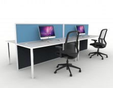 1800 Long X 1250 High Screens. Screen Hung Tops With 60mm Round Legs And Desk Brackets